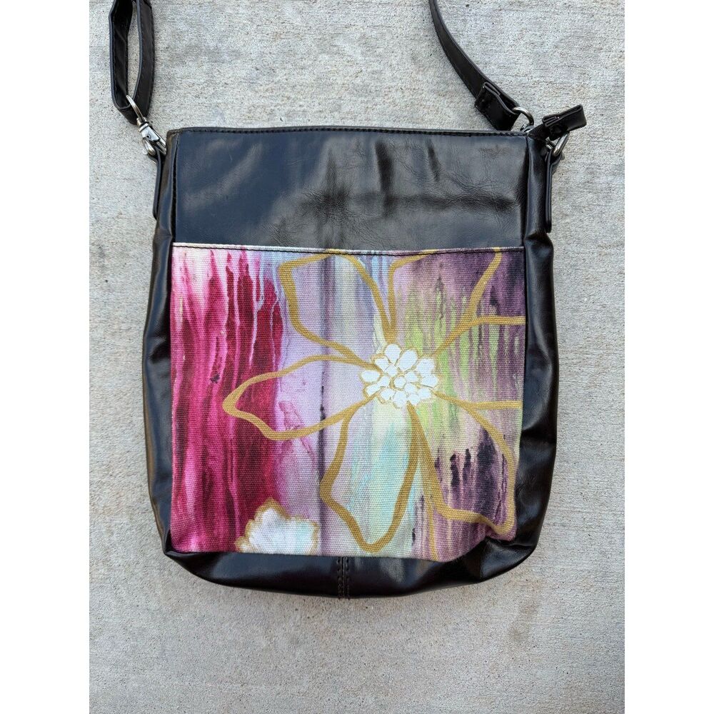 Studio Demdaco Floral Watercolor Faux Leather Shoulder Bag Multipurpose S-M